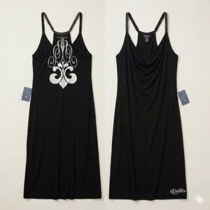 Vintage Dereon NWT Black Logo Dress Size XL Sporty Y2K Clubwear Beyoncé Archive